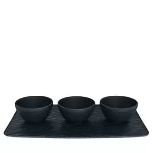 Villeroy & Boch Manufacture Rock Dip Bowl & Tray 4 Piece Set
