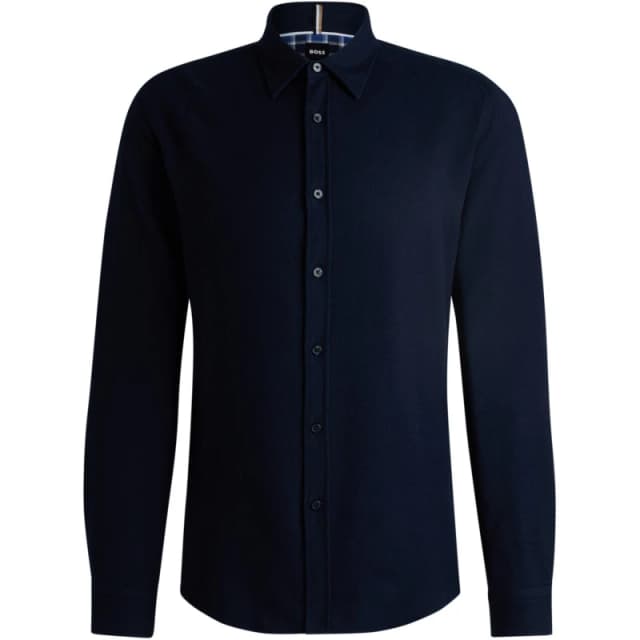 BOSS Brushed Cotton Shirt Navy