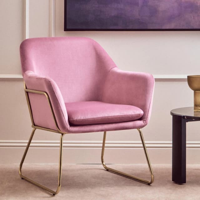 Interiors by Premier Xander Pink Velvet Bushed Gold Armchair Pink unisex One Size