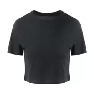 AWDis Just Ts Womens Girlie Tri-Blend Cropped T-Shirt (M) (Solid Black)