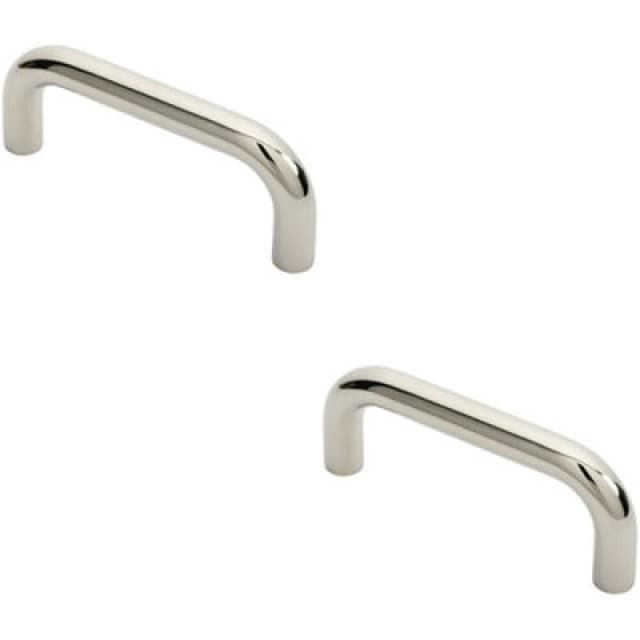 Loops 2x Round D Bar Pull Handle 169 x 19mm 150mm Fixing Centres Bright Steel Metallics unisex