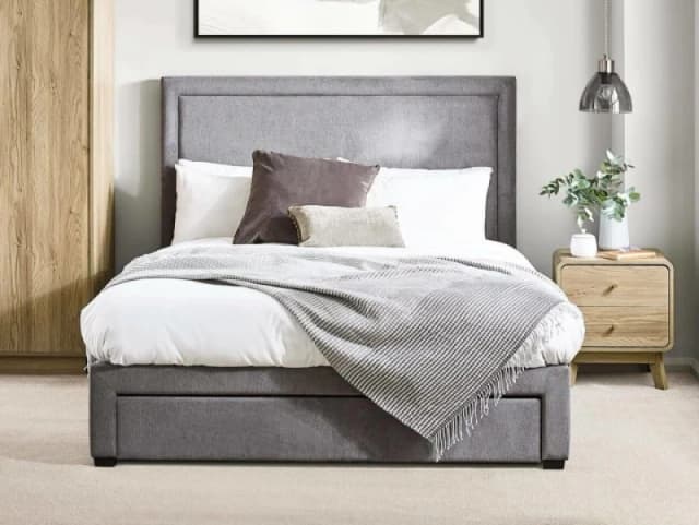 Julian Bowen Mayfair 4 Drawer Storage Grey Fabric Bed Frame - 5ft King Size