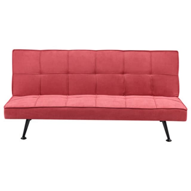 Beliani Sofa Bed 3 Seater Hasle Fabric Red