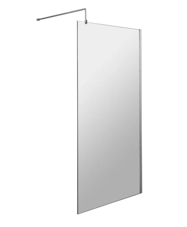 Balterley 8mm Safety Glass Screen and Support Bar Polished Chrome 900x1850mm Silver