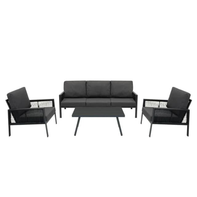 Monstershop Aluminium 4 Piece Sofa Set - Anthracite Grey Grey Unisex