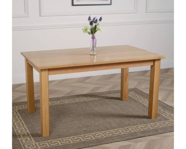 Thats Furniture Oslo 150 x 90cm Medium Oak Dining Table & 4 Washington Leather Chairs in Black Unisex 150 x 90 cm