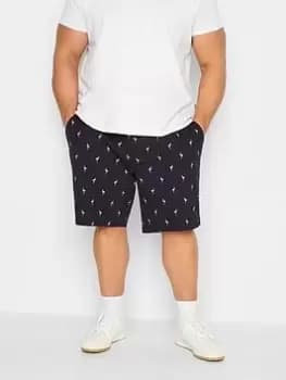 BadRhino Badrhino Flamingo Print Shorts, Navy, Size 40, Men