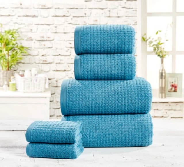 Rapport Home Waffle Towel Pure Cotton Face Lagoon