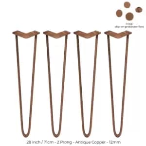 SkiSki 4 X Hairpin Leg - 28 - Antique Copper - 2 Prong - 12M