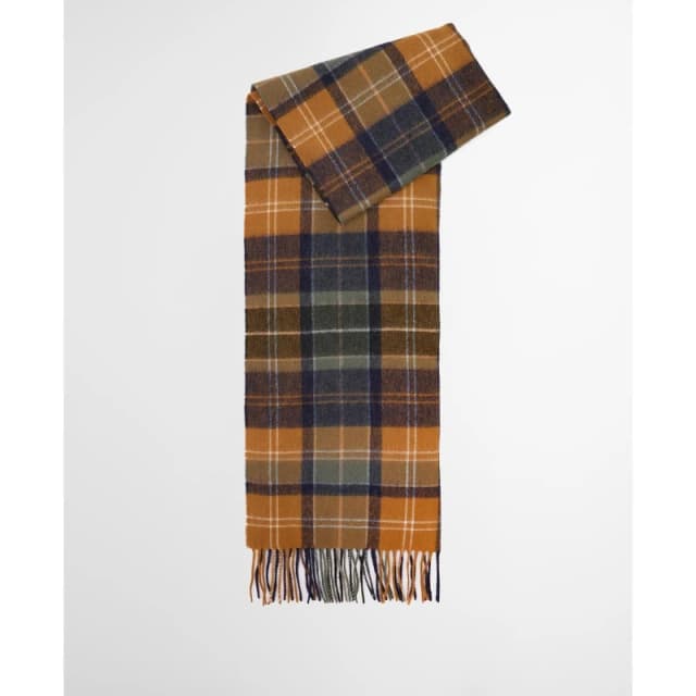 Barbour Brack Patchwork Tartan Wool Scarf Forest/Brown unisex One Size