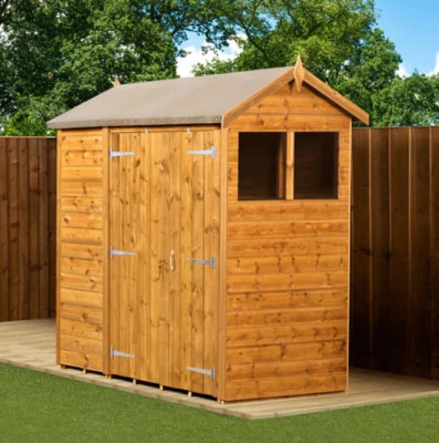 Empire Sheds Empire Modular Apex 4X6 Dipped Treated Tongue And Groove Wooden Garden Shed Double Door Windows (4' X 6' / 4ft X 6ft) (4X6)