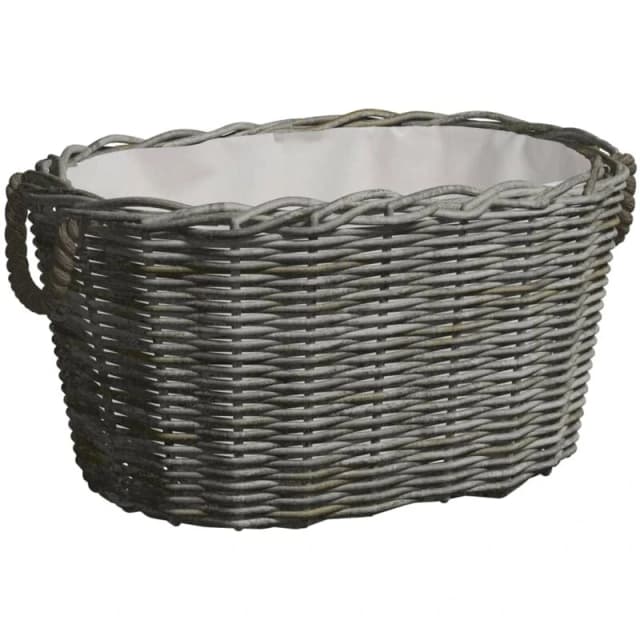 VIDAXL Firewood Basket with Carrying Handles 60x40x28cm Grey Willow Vidaxl 286985