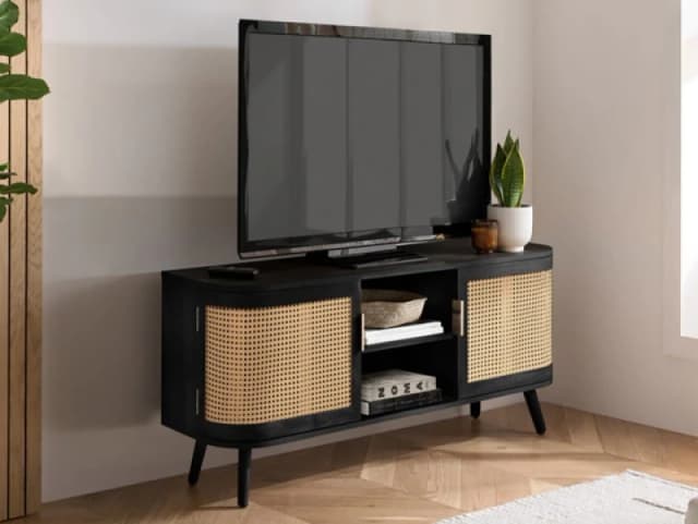 Birlea Noah Black and Rattan Small TV Unit