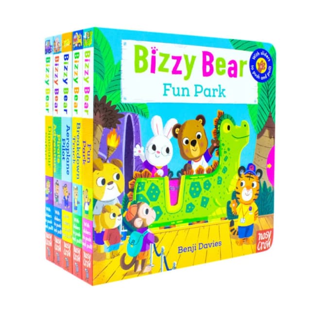 Bizzy Bear Series 5 Book Set By Push Fun Park Breakdown Truck Aeroplane Pilot Dinosaur Safari Benji Davies Books