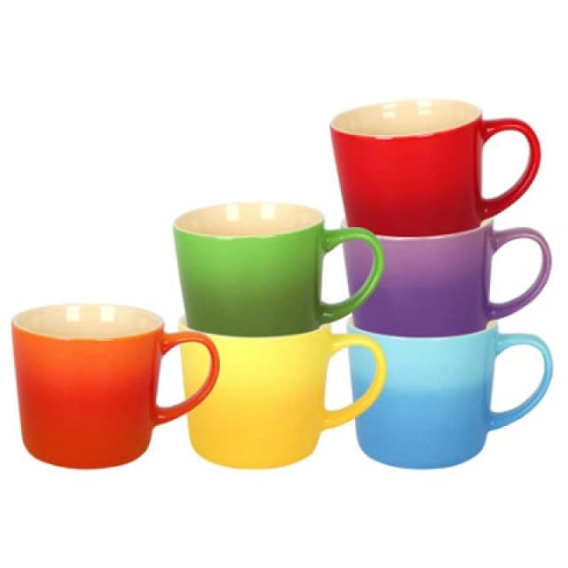Argon Tableware 6Pc New Bone China Ombre Mugs Set - 330Ml - Rainbow