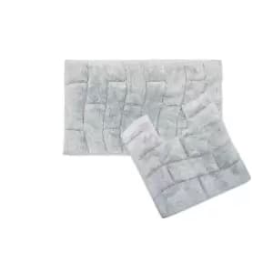 Crossland Grove Emma Barclay Waves 100% Cotton 2 Piece Bathroom Set Silver