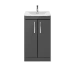 Nuie Athena 500 Floor Standing 2-door Vanity & Curved Basin - Gloss Grey
