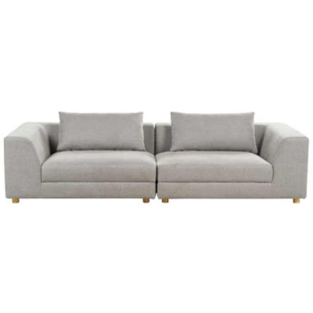 Beliani Sofa 3 Seater Lermon Fabric Light Grey