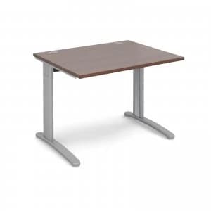 TR10 Straight Desk 1000mm x 800mm - Silver Frame Walnut Top