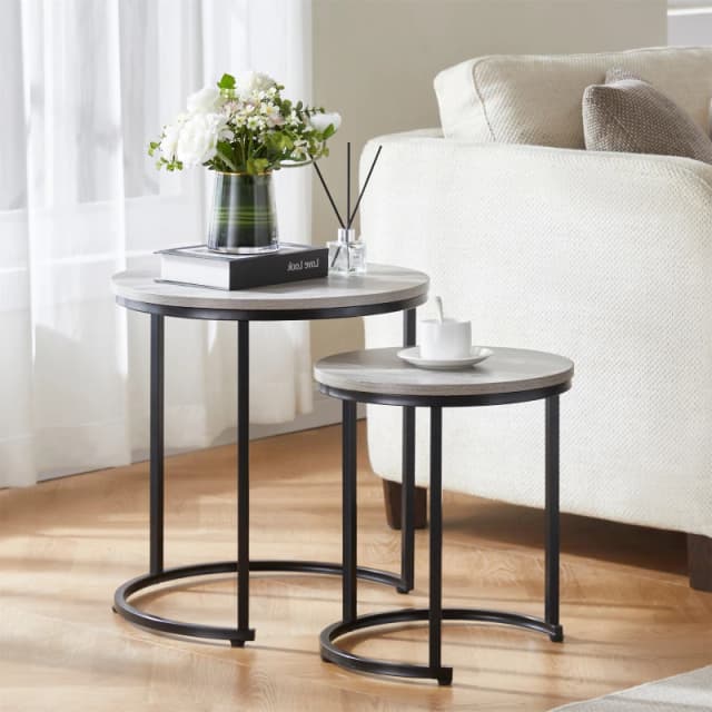Lassic Vida Designs Brooklyn Nest of 2 Round Tables Grey unisex Set Of 2