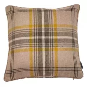 Aviemore Tartan Faux Wool Cushion Ochre Yellow, Ochre Yellow / 45 x 45cm / Polyester Filled