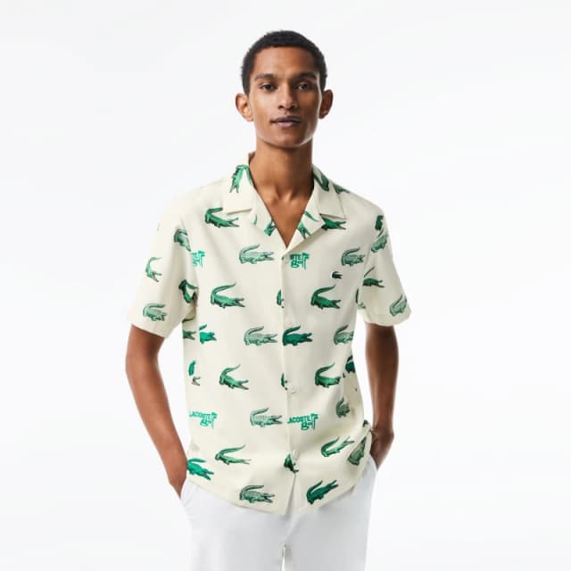 Lacoste Mens All Over Print Short-Sleeve Performance Polo Shirt Flour male 2XS