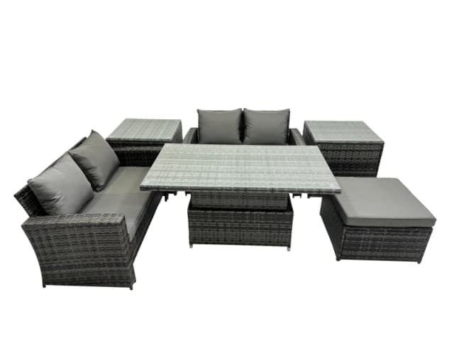 Fimous Outdoor Love Sofa Set 5 Seat Rattan Garden Furniture Set & in Dark Grey Dark Grey Unisex