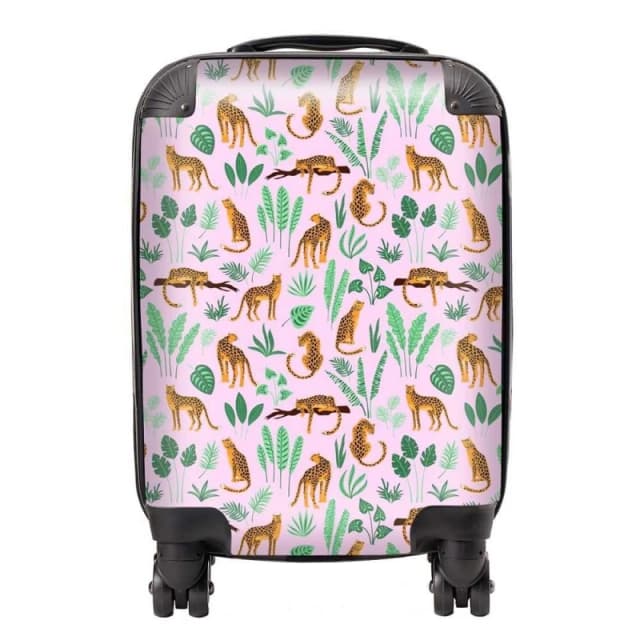 Warren Reed - Designer Hand Drawn Leopards Suitcase in Pink Size: Large Pink Unisex Large