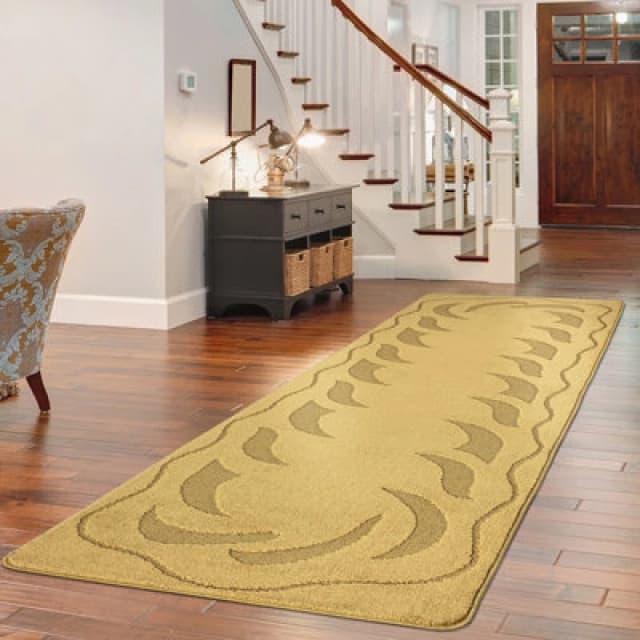 Smart Living Smart Living Ovalack Heavy Duty Machine Washable Hallway Kitchen Non Slip Door Mat in Gold Size: 80cm x 150cm Gold 80cm x 150cm Unisex