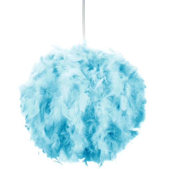 Happy Homewares Eye-Catching & Modern Genuine Feather Decorated Pendant Light Shade in Teal Size: 16" Teal Unisex 16"