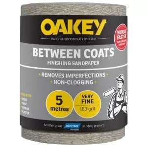 Oakey 180 Grit Between Coats Sandpaper Roll - 5m x 115mm
