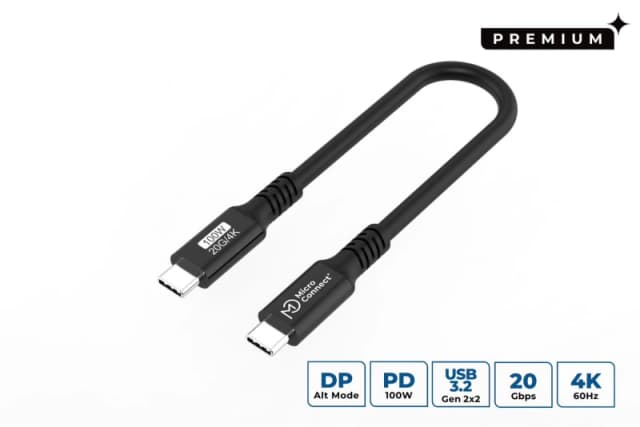 Microconnect USB3.2CC015 USB cable USB 3.2 Gen 2x2 0.15 m USB C Black