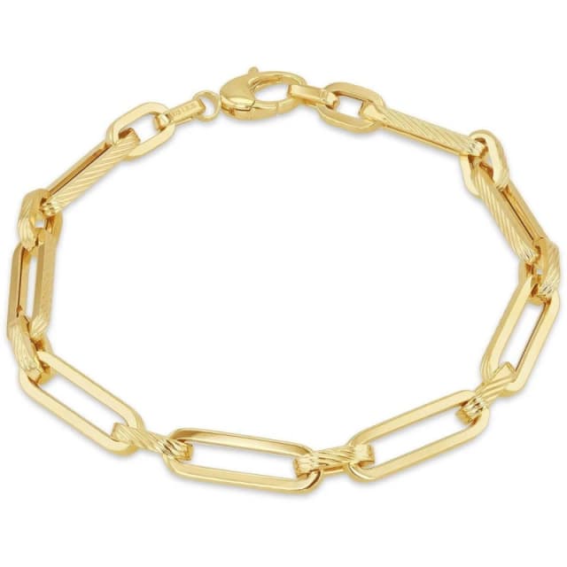 Be You 9ct Gold DC Square Figabelcher 1+1 Bracelet Yellow Gold female 7.5in