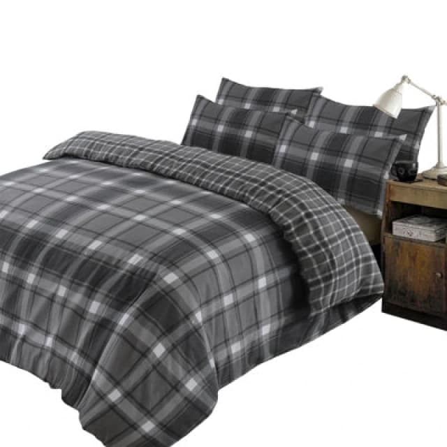 OHS OHS Aspen 100% Brushed Cotton Duvet Cover with Pillowcase in Grey Size: Single Grey Single Unisex 5027434113040