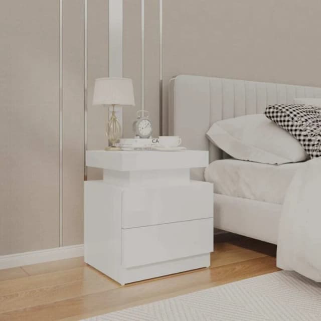 VIDAXL Bedside Cabinet High Gloss White 45x35x52cm Engineered Wood Vidaxl 8720286344538