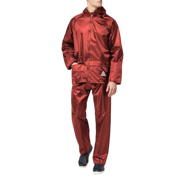 Result Result Men Heavyweight Waterproof Rain Suit (Jacket & Trouser Suit) in Red Size: Small Red S Male 5054171285228