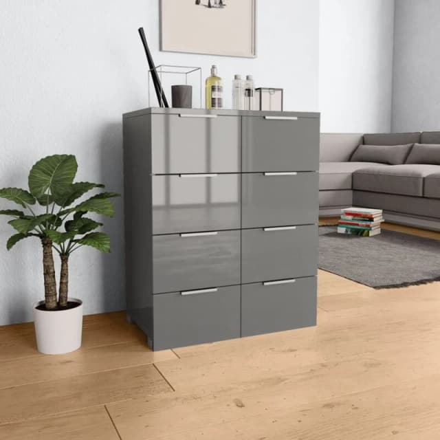 VIDAXL Sideboard High Gloss Grey 60x35x80cm Engineered Wood vidaXL 283714