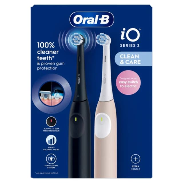 ORAL B iO 2 Electric Toothbrush Set - Night Black & Calm Pink Duo, Pink,Black 8700216344869