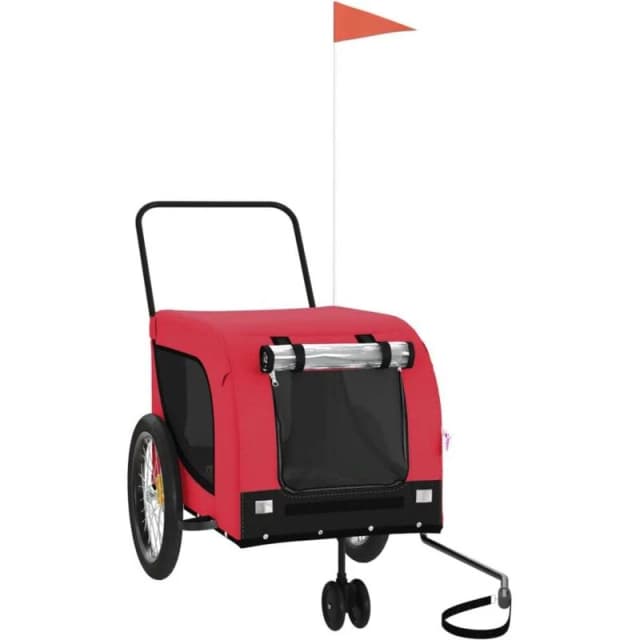 vidaXL Pet Bike Trailer Red and Black Oxford Fabric and Iron, Red 94027