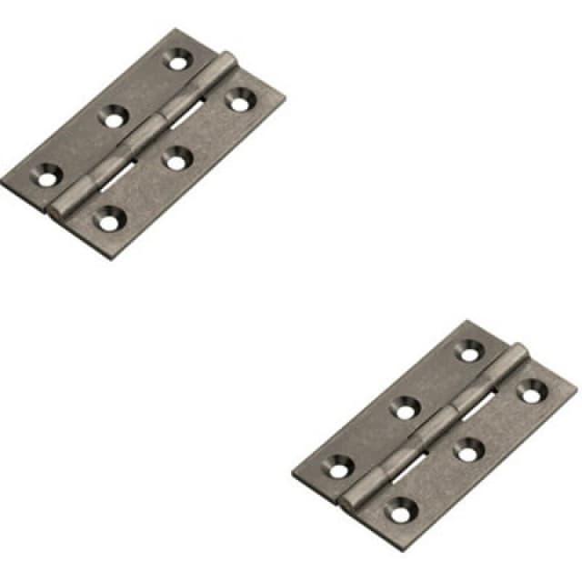 Loops 2x PAIR 64 x 35 x 2mm Cabinet Hinge Pewter Metal Small Cupboard Door Multi