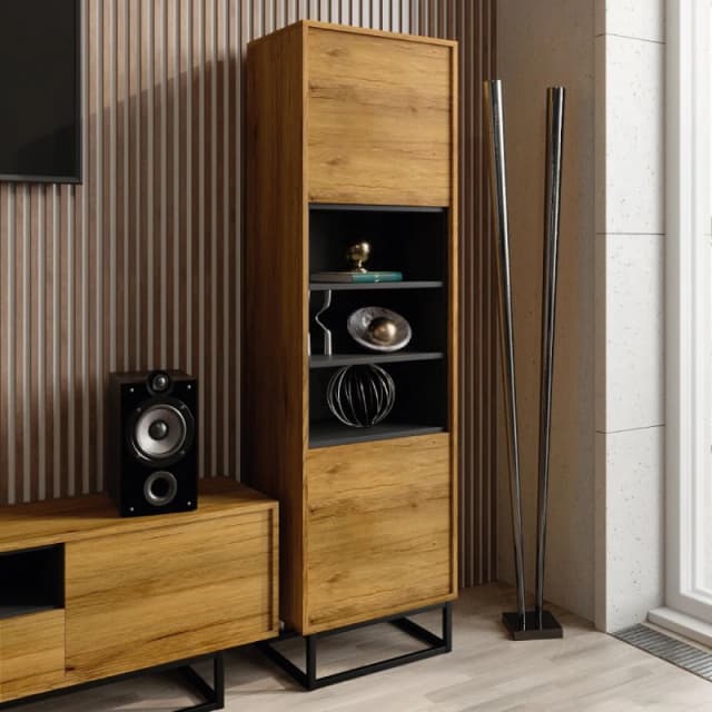 Mex Furniture LTD Display Cabinet 175cm Loft / Industrial in Brown Brown Unisex