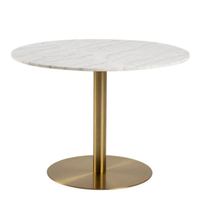 Furniture To Go Corby Round Dining Table With White Marble Top & Gold Base