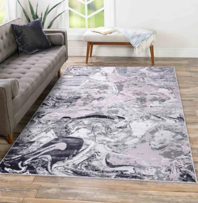 Solarius Modern Grunge Marbling Abstract Area Rugs Silver 120X170 Cm