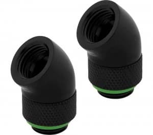 CORSAIR Hydro X Series XF 45° Rotary Fitting Adapter - G1/4", Black, Pack of 2, Black