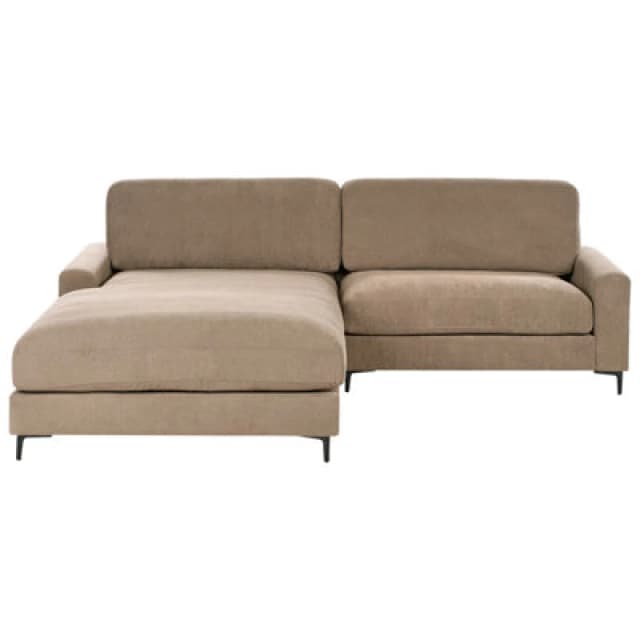 Beliani Corner Sofa 3 Seater Maloy Fabric Brown Right Hand