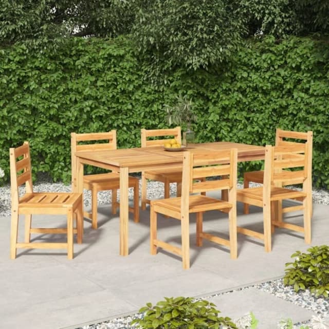vidaXL 7 Piece Garden Dining Set Solid Wood Teak, Brown 3157189