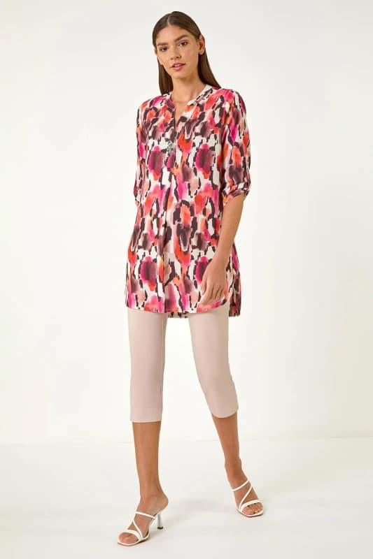 Roman Womens Cropped Stretch Trouser Capri Summer Leggings 3/4 Pedal Pushers in Stone Size: 18 Stone Female 18