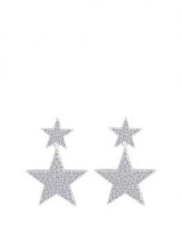 The Love Silver Collection Sterling Silver Micro Set Cubic Zirconia Double Star Drop Earrings