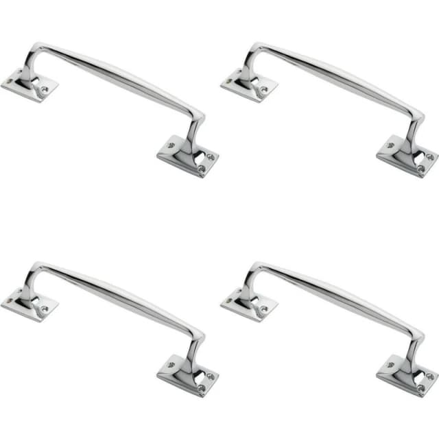 Loops 4x One Piece Door Pull Handle 250mm Length 54mm Projection Polished Chrome Multi unisex