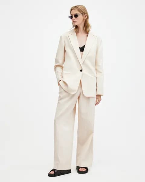 AllSaints Payton Wide Leg Linen Blend Trousers